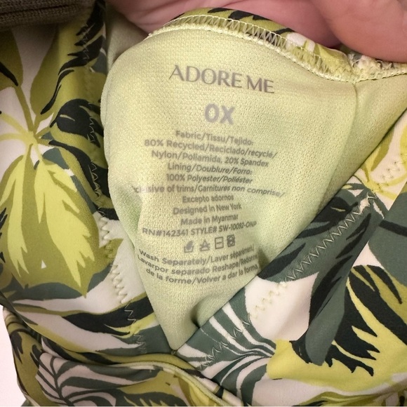 Adore Me Monroe Contour Palm Paradise Halter Neck One Piece Swimsuit Sz 0X NWT - Picture 5 of 9